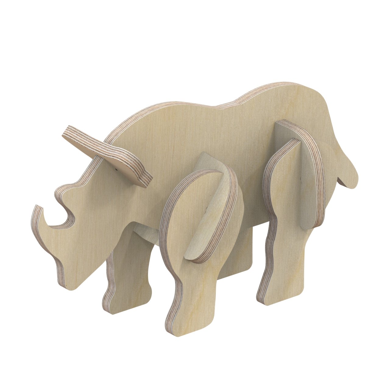 3D Holzbausatz Multiplex Birkenholz Konstruktions-Puzzle Modell Nashorn